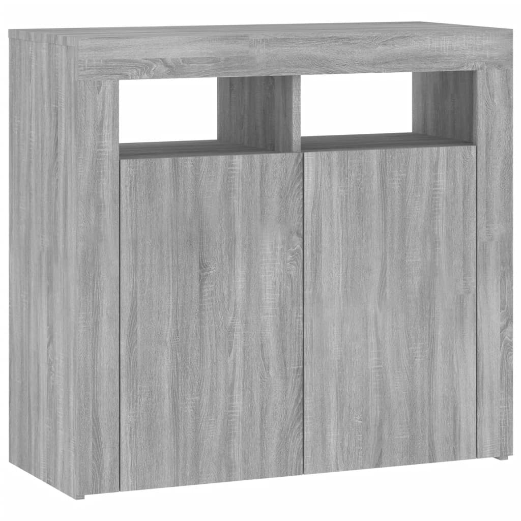 Buffet credenza cassettiera armadio mobile contenitore organizer per cucina soggiorno salotto con luci LED Sonoma 80 x 35 x 75 cm grigio 02_0030081
