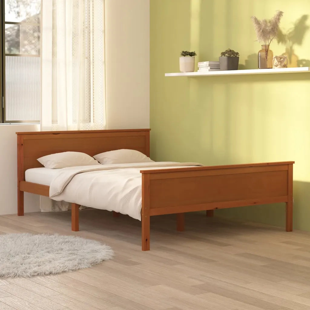 Giroletto Marrone Ambra in Legno Massello di Pino 160x200 cm 322192