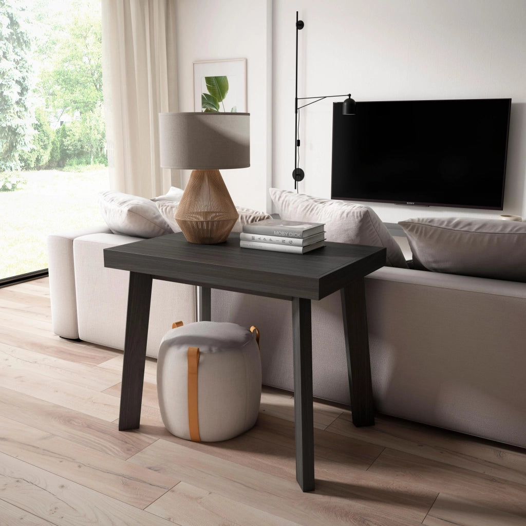 Consolle allungabile, 140x90x73cm, Per 6 persone, Gambe in legno, Nero RF3038