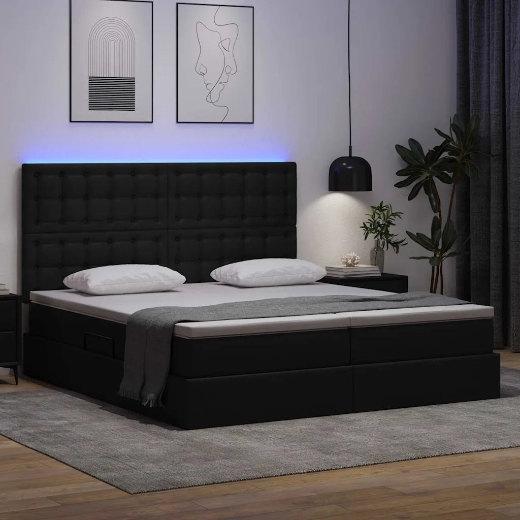 Letto con contenitore e LED Nero 180 x 200 cm Pelle sintetica 3372813
