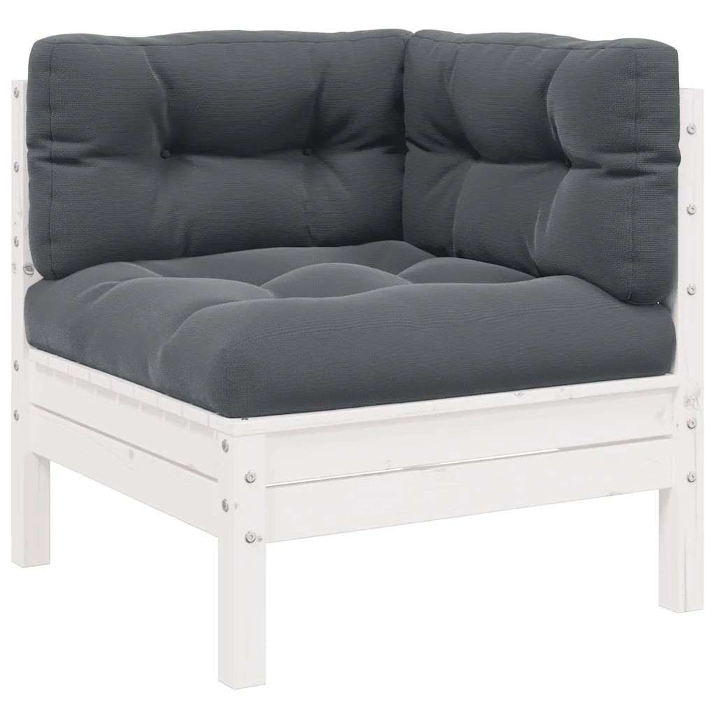 Set Divani da Giardino 3 pz | Set Salotto da Giardino con Cuscini Bianco Massello di Pino