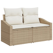 Set divani da giardino 6 pezzi con cuscini Beige Rattan Poliestere