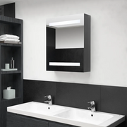 Armadietto Bagno con Specchio e LED-Mobile bagno con specchio Grigio Lucido 50x14x60 cm