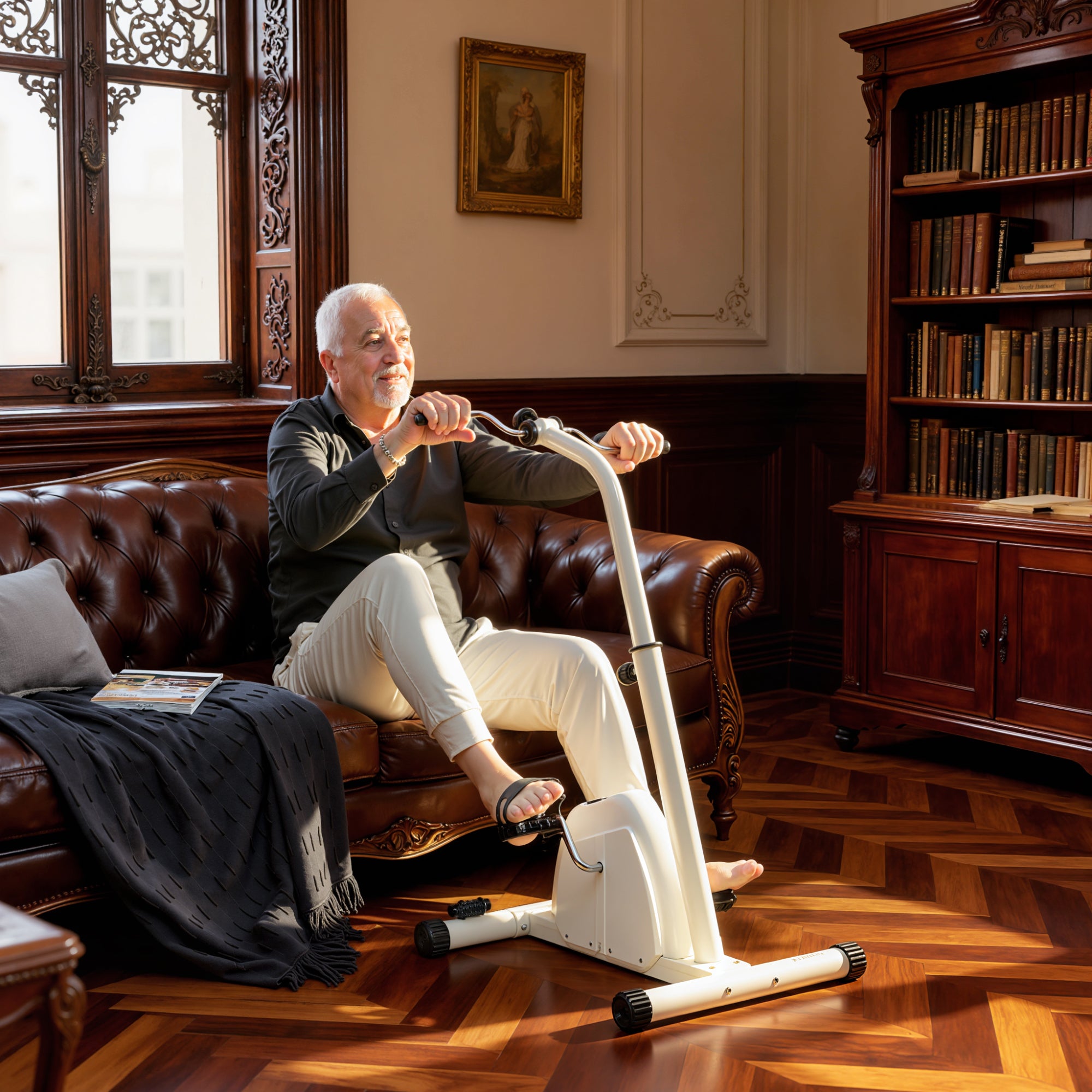 Cyclette per Riabilitazione Braccia e Gambe con Altezza e Resistenza Regolabili Display LCD Bianco