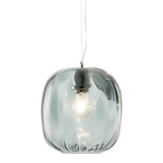 OBAN Sospensione in Vetro Soffiato Petrolio E27 IP20 - Lampada di Design con Diffusore Artigianale - Struttura Elegante per Interni