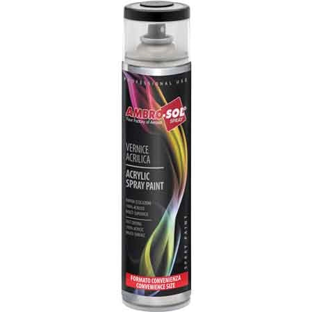 BOMBOLETTA SPRAY ACRILICO UNIVERSALE 600 ML Nero lucido RAL 9005 - 6 pezzi- AMBROSOL
