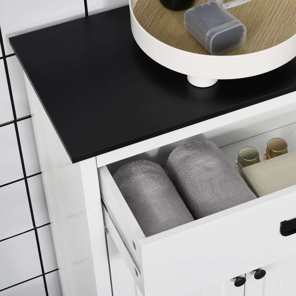 Mobile da Bagno con Cassetto e Ripiano ¨C Zephmum ¨C Bianco 60x30x80 cm