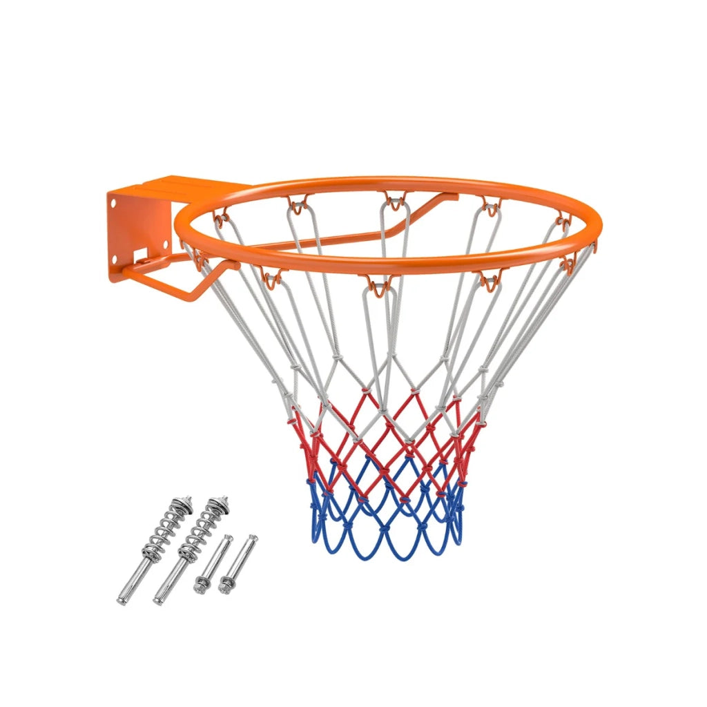 Canestro da basket da 45 cm con rete in poliestere resistente e ammortizzante stile moderno in metallo arancione 20_0017978