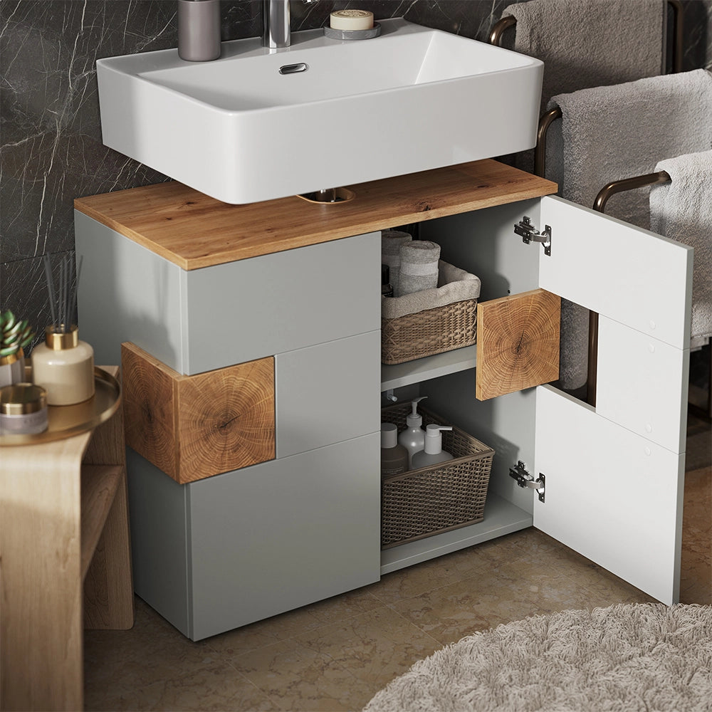 Vicco Set di mobili da bagno Grigio 2 parti
