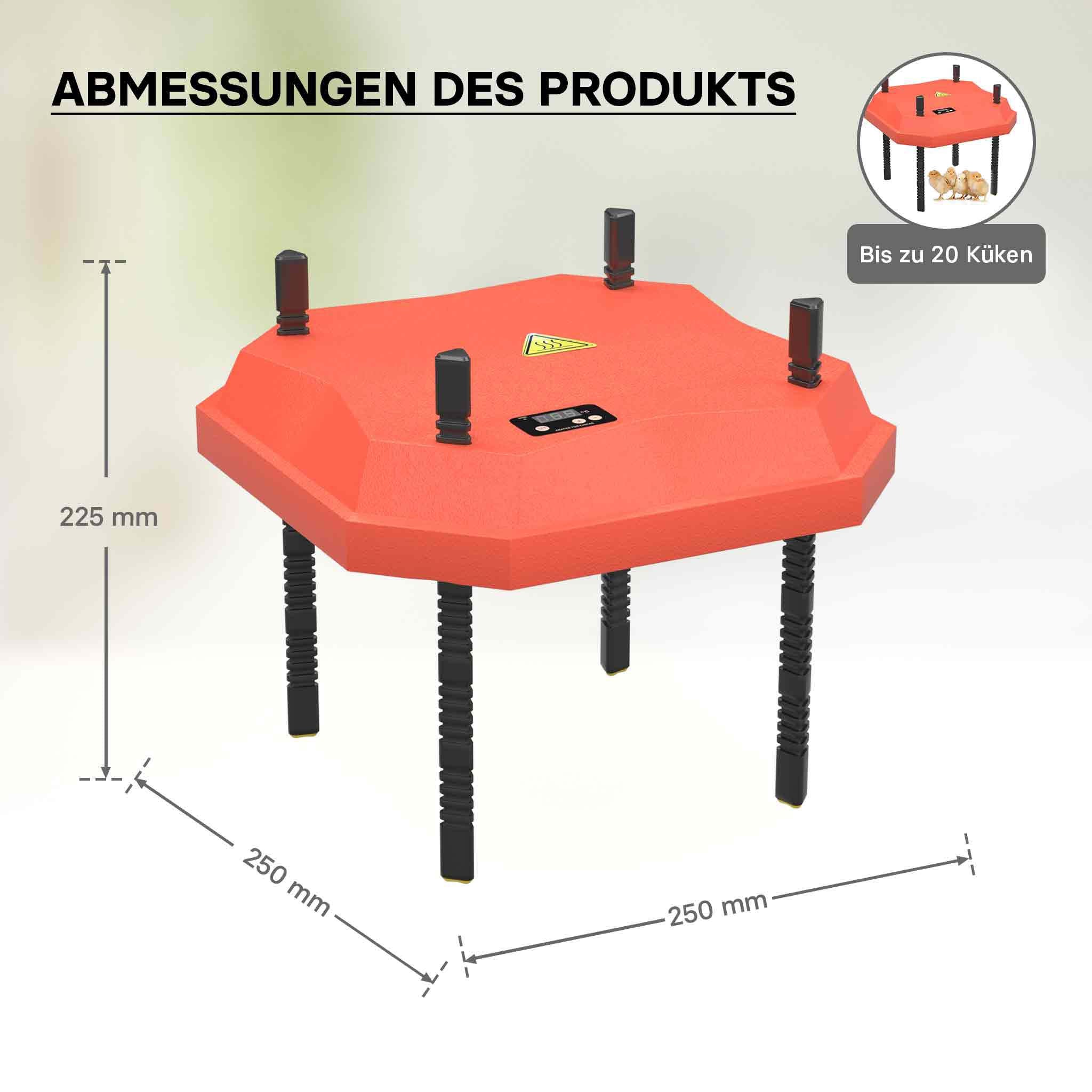 Fudajo Chioccia artificiale 25x25cm 30W Piastra termica per 15-20 pulcini con temperatura regolabile