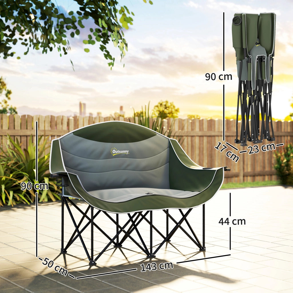 Sedia pieghevole 2 posti con porta bevande e borsa ¨C zephmum ¨C Verde