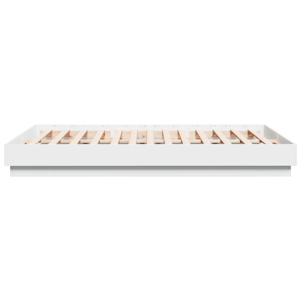 Giroletto con Luci LED-Struttura Letto Bianco 160x200 cm