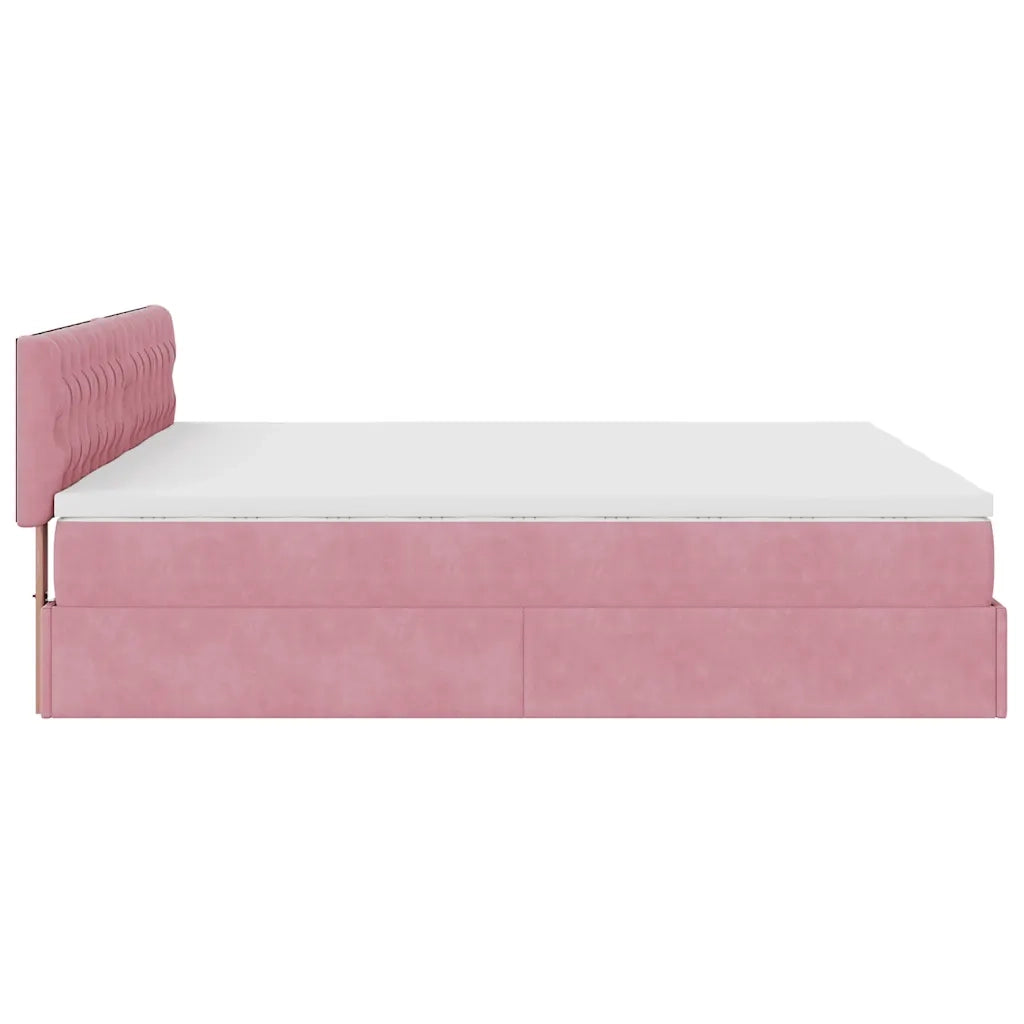 Struttura Letto Pouf con Materassi Rosa 200x200 cm Velluto 3312103