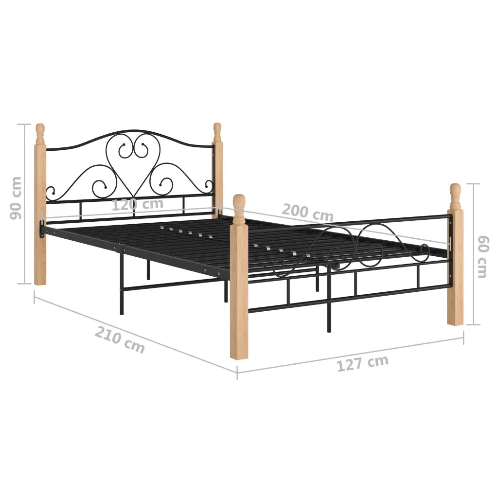 Letto matrimoniale | Letto per adulti | Giroletto Nero in Metallo 120x200 cm