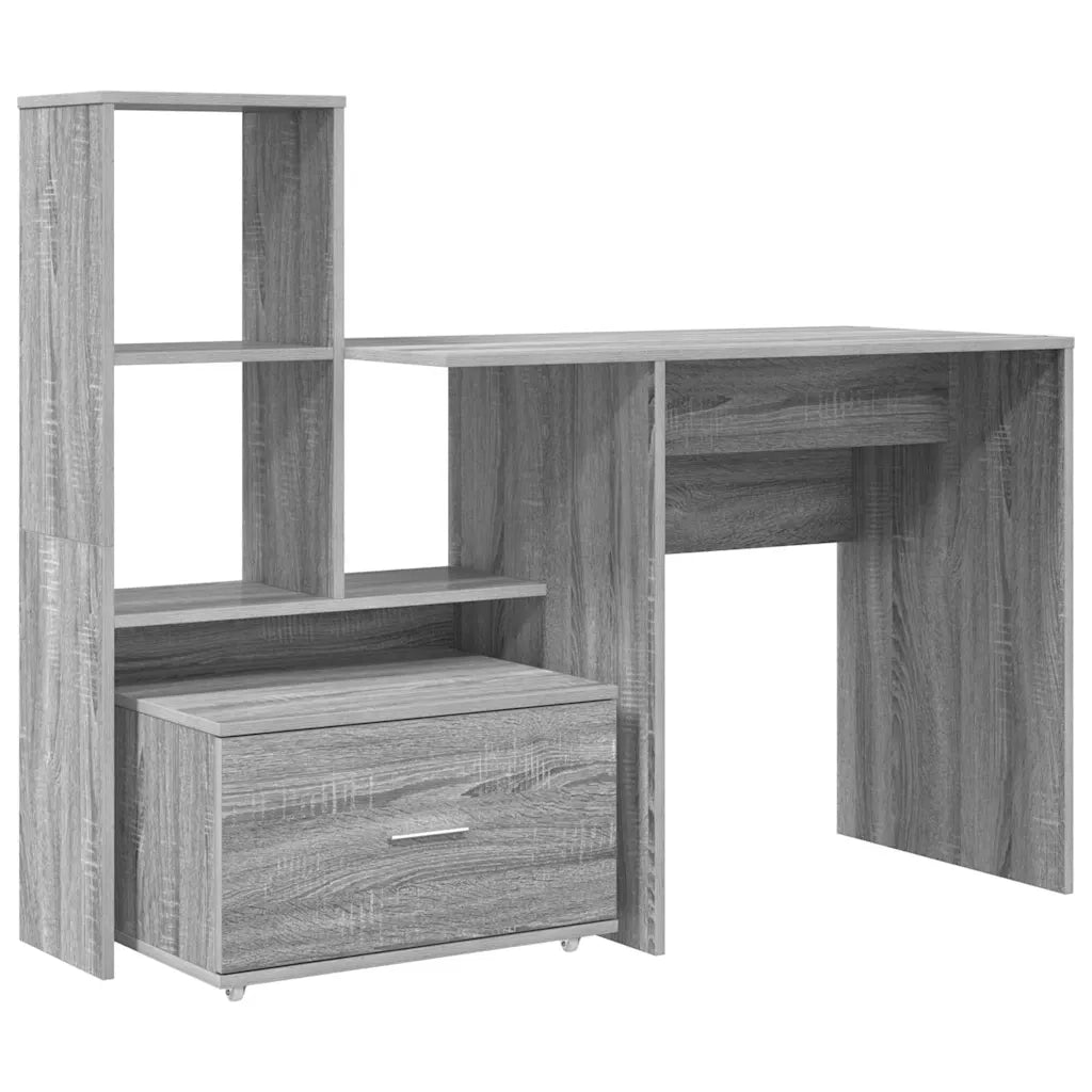 vidaXL Scrivania Grigio sonoma 131.5 x 50 x 106.5 cm Legno multistrato