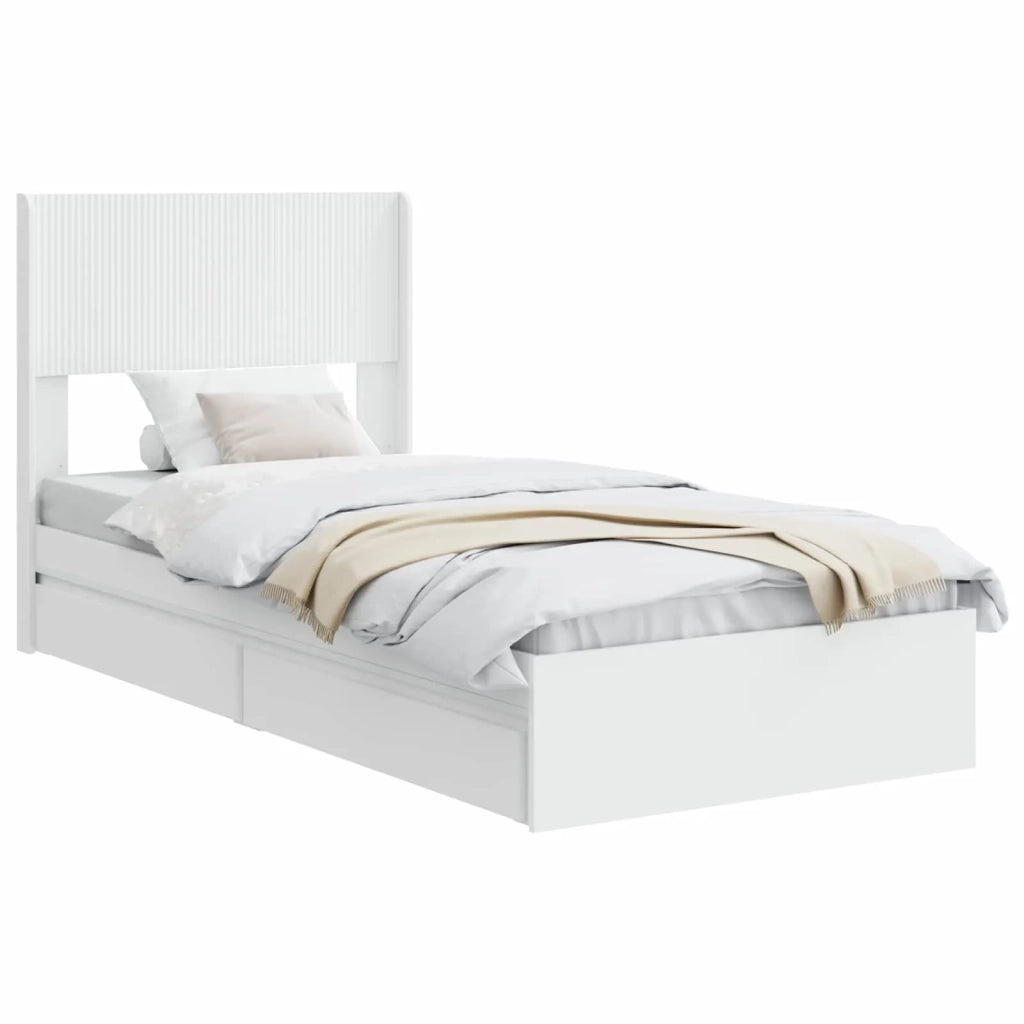 Struttura del letto con stoccaggio e testata-Giroletto con contenitore Bianco 75 x 190 cm 359589