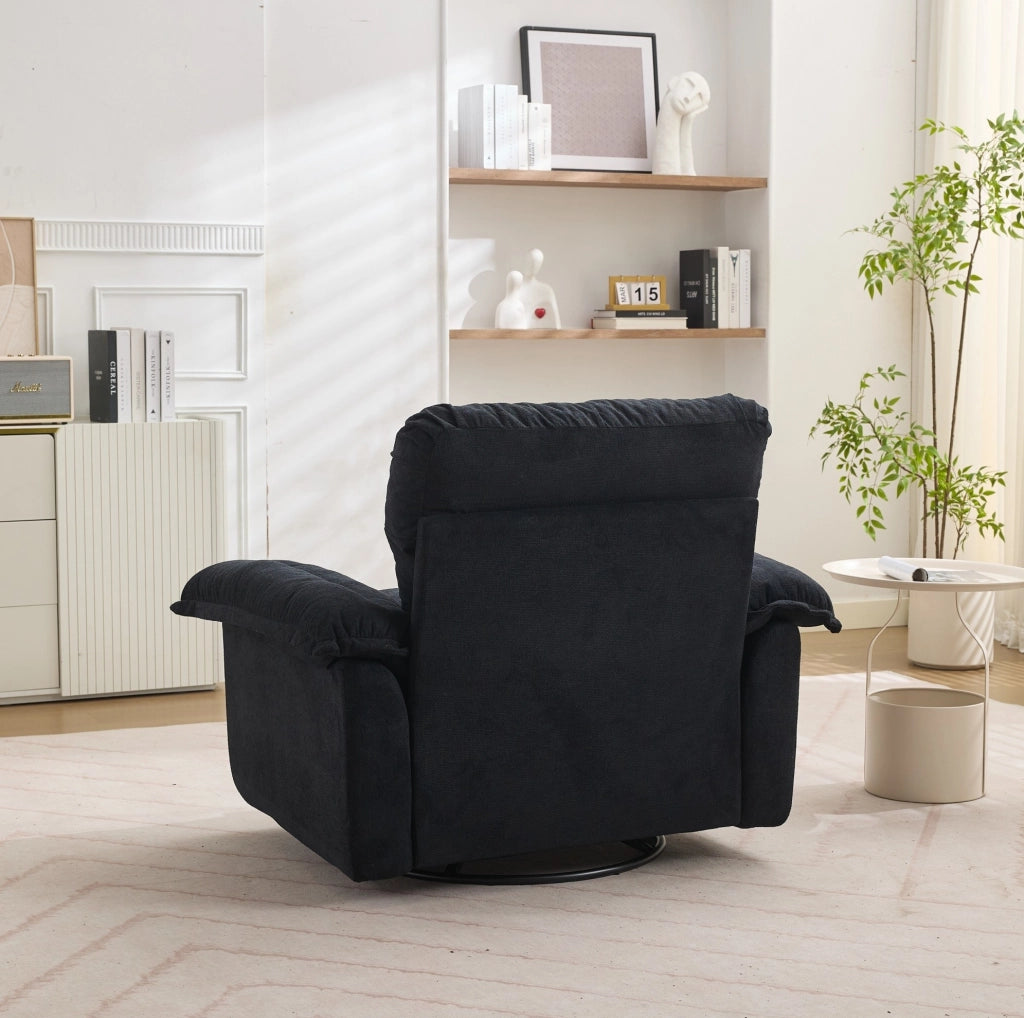 Poltrona girevole Chenille a 360° formato oversize con cuscino di supporto per soggiorno, camera e cameretta