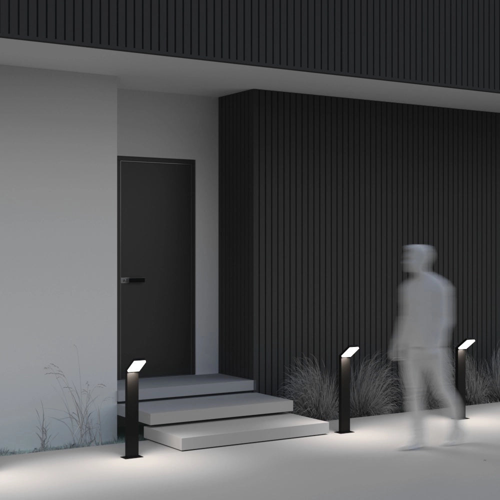 Lampione Per Esterno Moderno Alluminio Nero Luce Led 12W Ip54