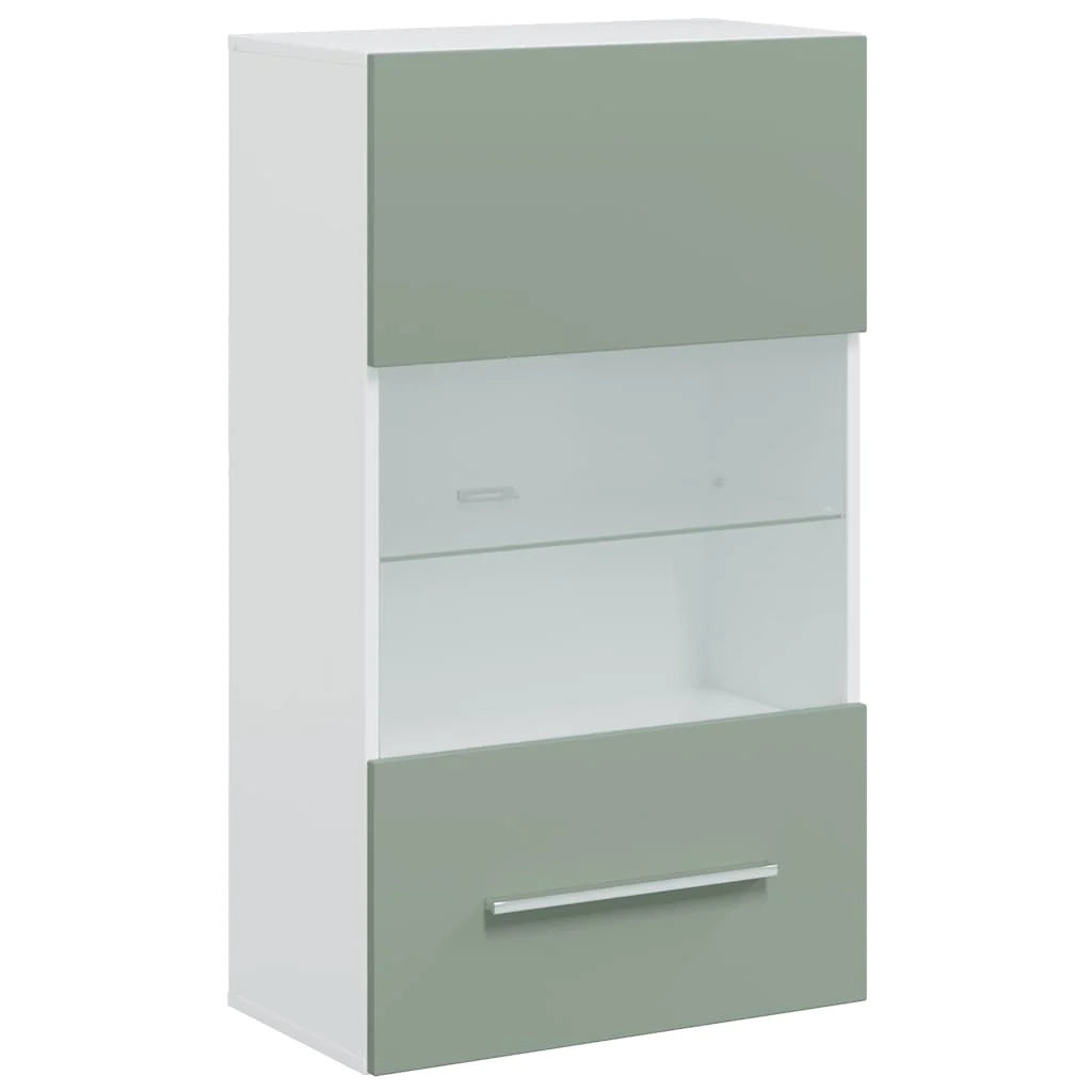 Set di 5 mobili TV moderni con illuminazione a LED e vani portaoggetti 120 x 39,5 x 34 cm realizzati in legno composito verde oliva 02_0055747