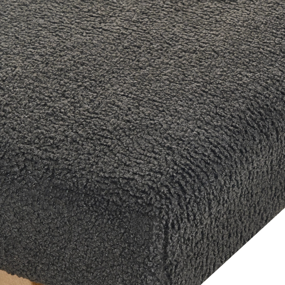 Panca Boucle nero e marrone scuro con gambe in legno imbottite Panca per corridoio e panca da letto