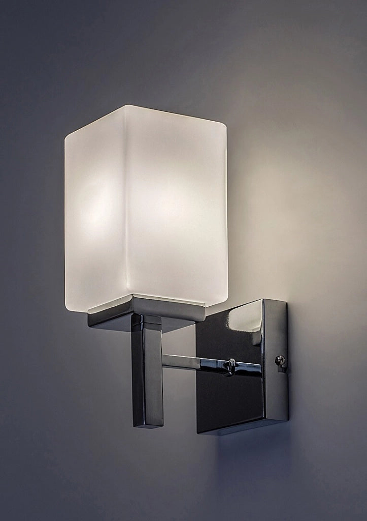 Applique bagno cromata vetro bianco E14 10W Zenkai Rabalux