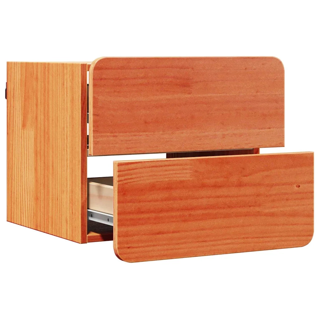Comodino-Tavolino da notte Marrone cerato 39 x 34 x 33 cm Legno di pino massello