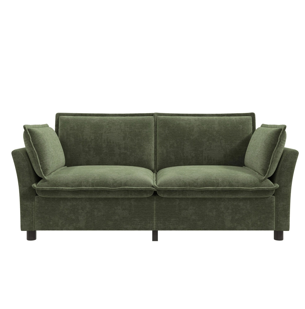 Divano 2 posti modulare 155 x 81 x 87 cm in chenille verde con 2 cuscini