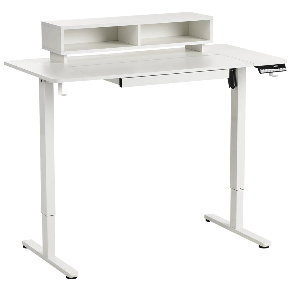 Scrivania regolabile elettricamente Piano bianco Struttura e gambe in acciaio 120 x 60 cm Stand and Sit Tappetino per mouse Design moderno