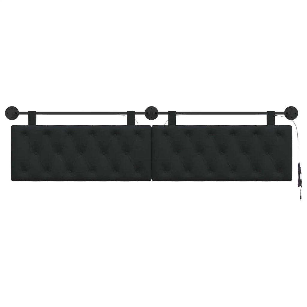 Testiera sospesa Con luce LED Nero Tessuto