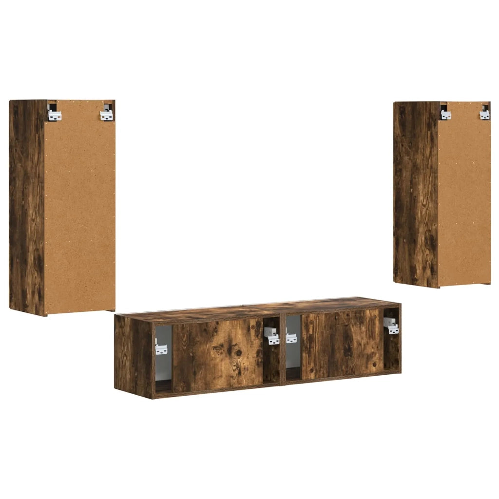 Set mobile TV 2 pz | Armadietto TV | Mobile Porta TV Rovere fum¨¦ Legno multistrato