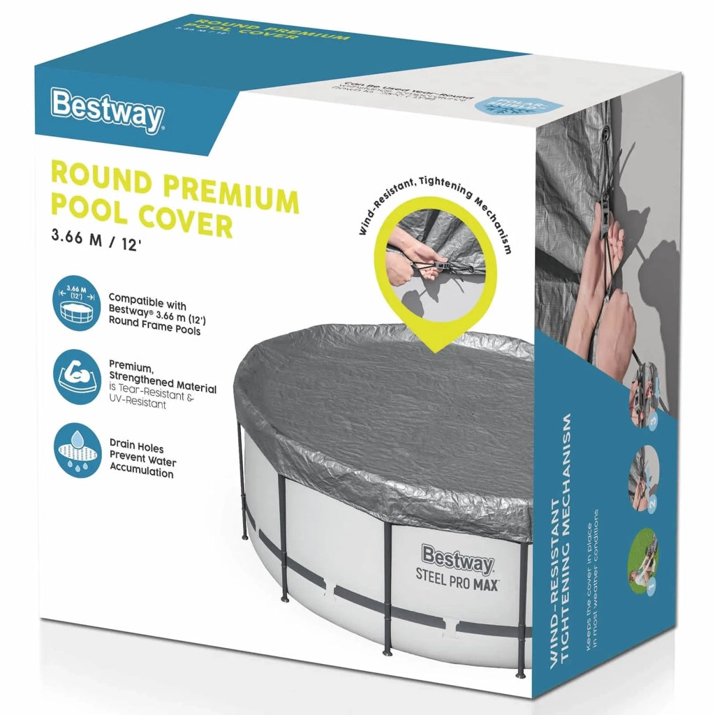 Bestway Copertura per piscina Ø4,88 m Rotondo Poliestere Grigio 42035726