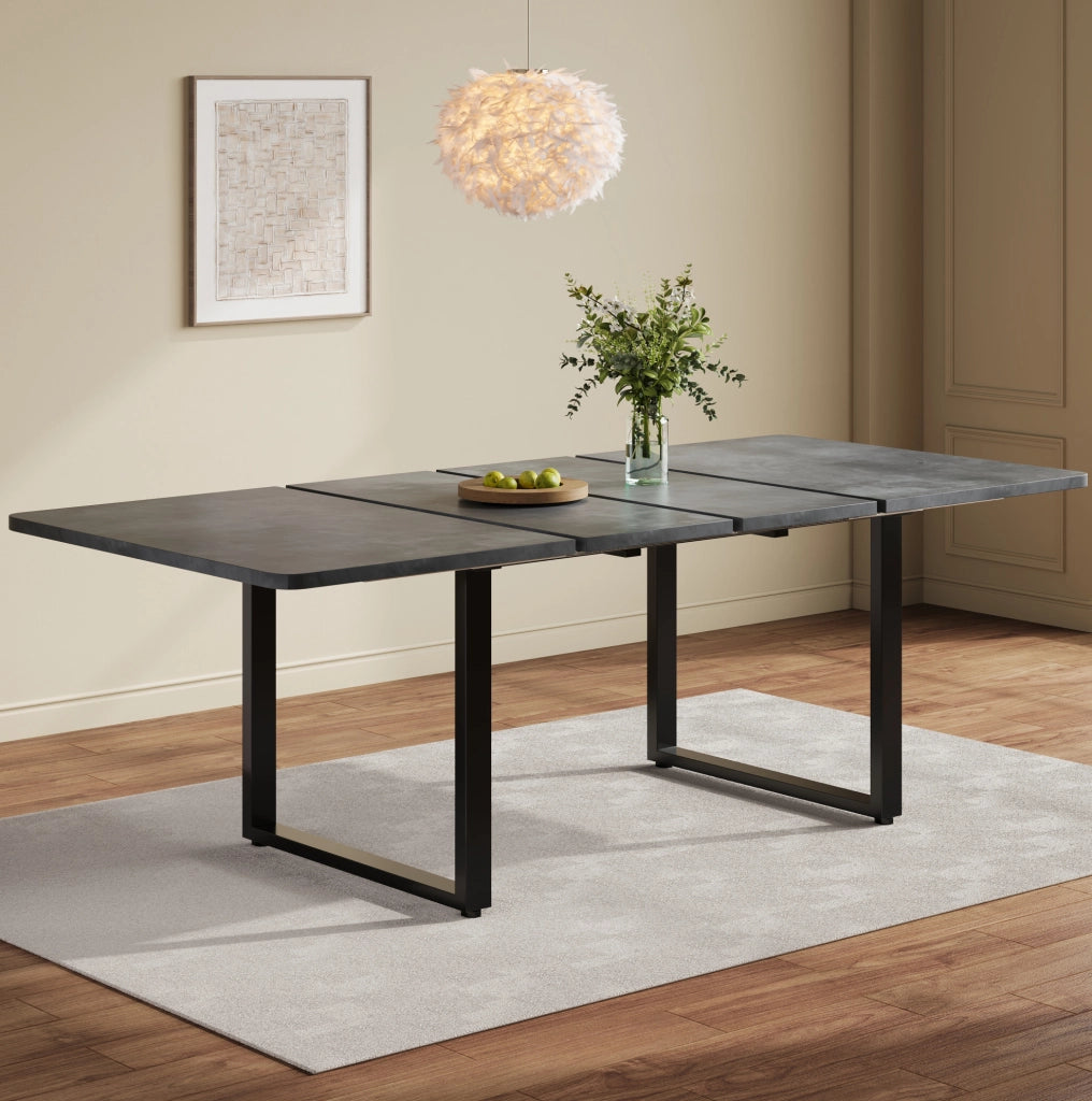 Tavolo da pranzo allungabile 3 livelli per 6-10 persone in MDF grigio