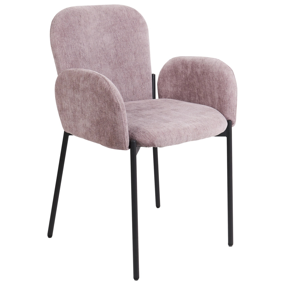 Set di 2 sedie da pranzo in tessuto rosa imbottito con gambe nere Stile retrò Mobili per il soggiorno
