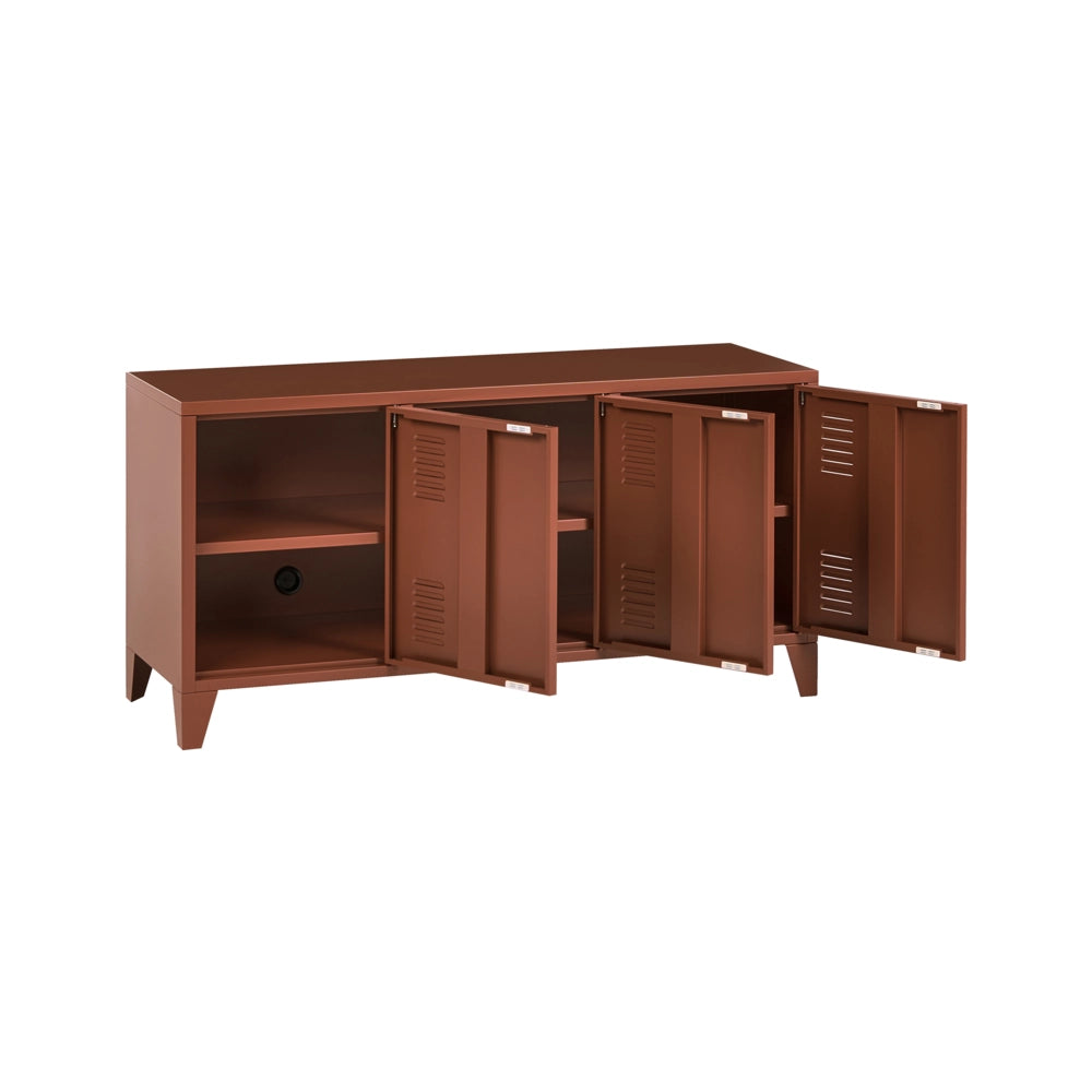 Credenza in acciaio, 3 ante, ripiani regolabili, marrone dorato stile industriale home office