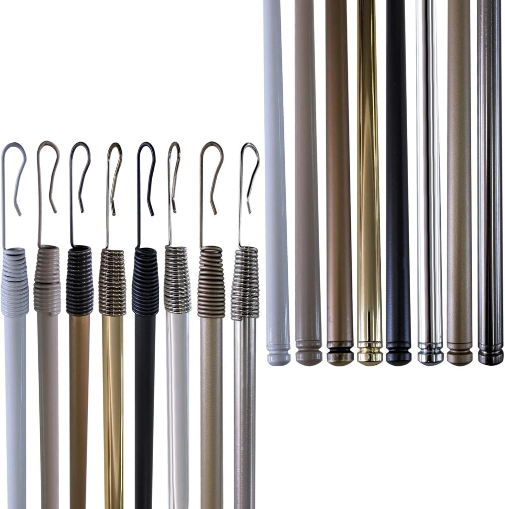 Frustino Frusta Asta - Tiratenda per Tende da Interno in Ferro, Diametro 11mm, Lunghezza 125cm - Colore: Nero