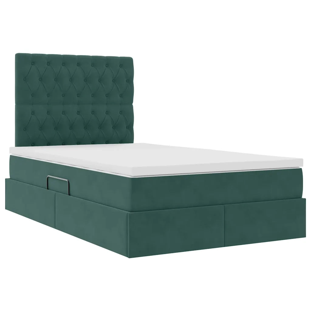 Letto con contenitore LED e materasso Verde Scuro 120 x 200 cm