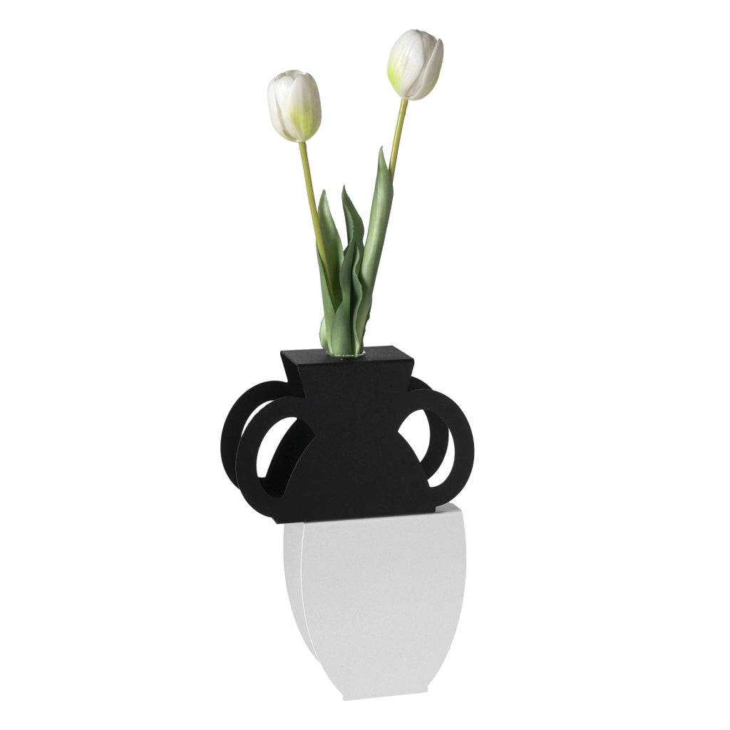 Vaso portafiore decorativo Cribbio Bianco marmo,nero