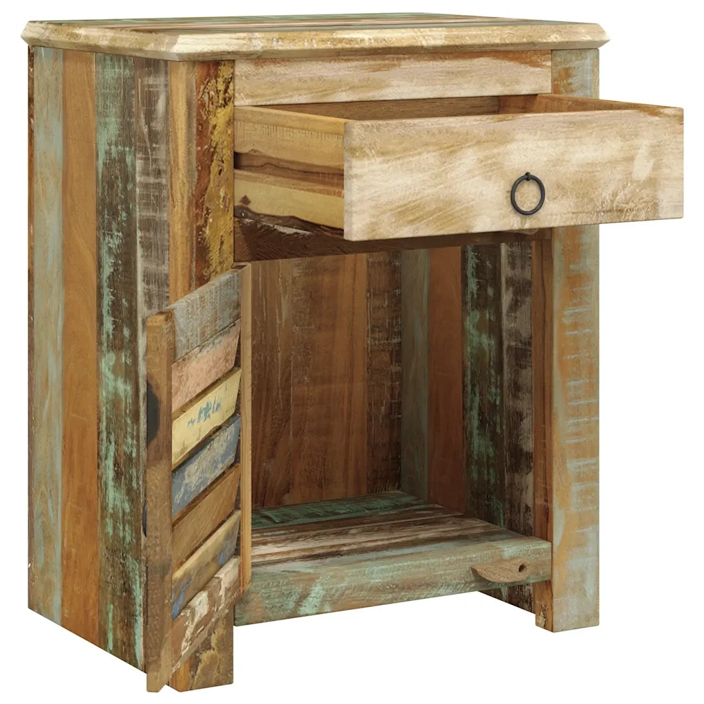 Tavolino Laterale con 1 Cassetto e 1 Anta in Legno di Recupero CFW1721472