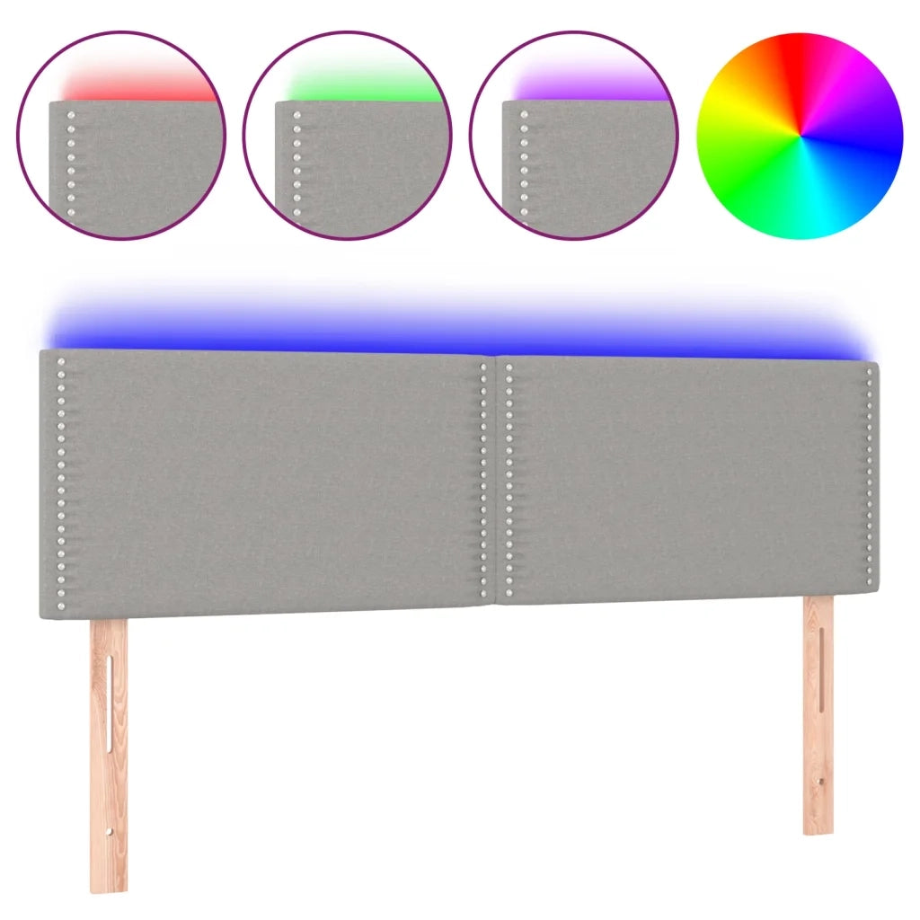 Testiera a LED-Testata con LED Grigio Chiaro 144x5x78/88 cm in Tessuto 376956