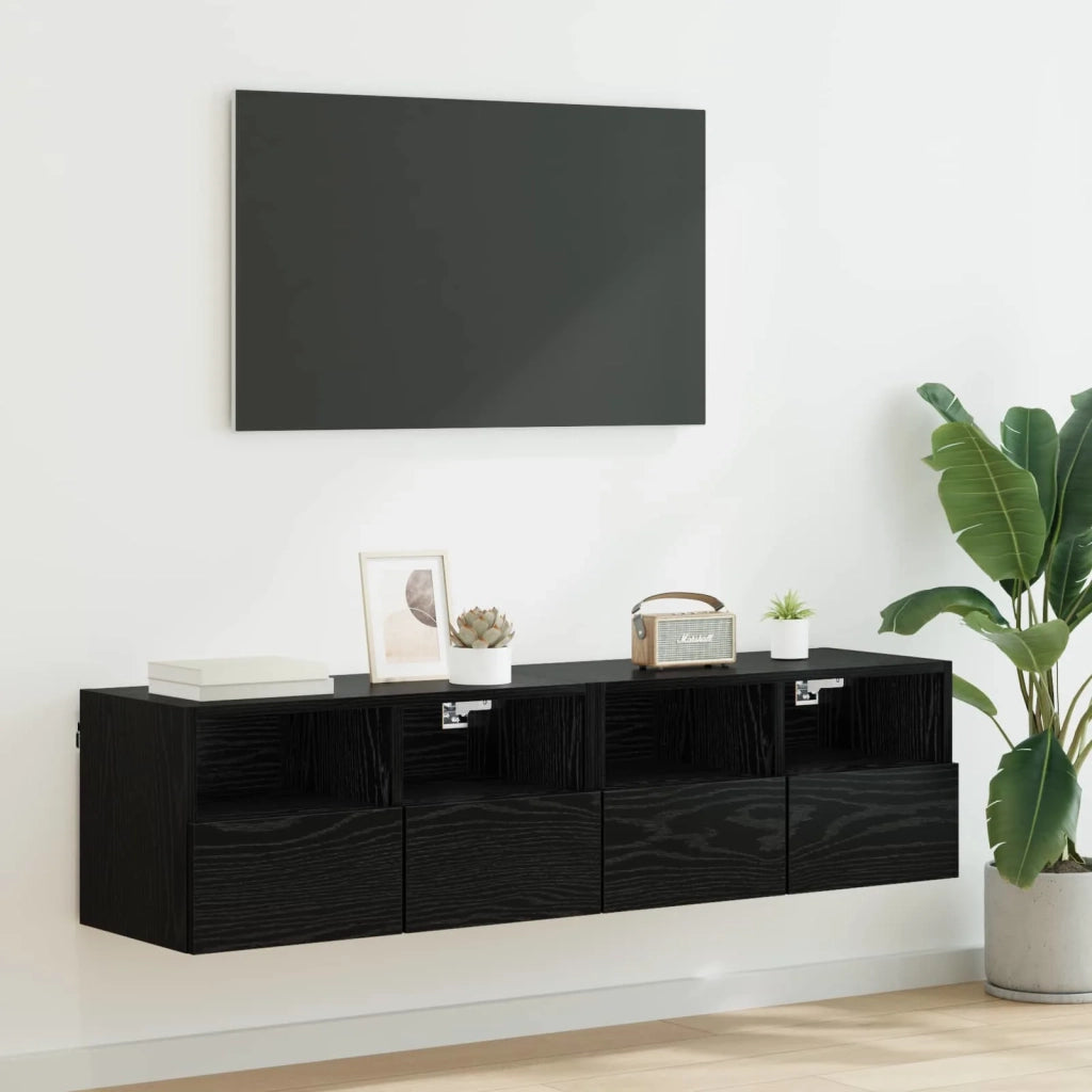 Mobiletti TV da Parete 2 pcs Rovere Nero 60 x 30 x 30 cm 882927