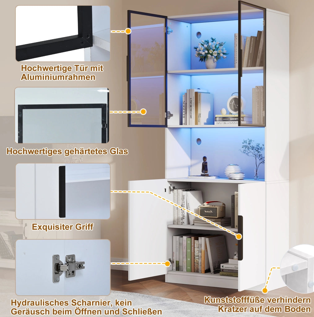 Vetrina moderna con ante in vetro e illuminazione LED