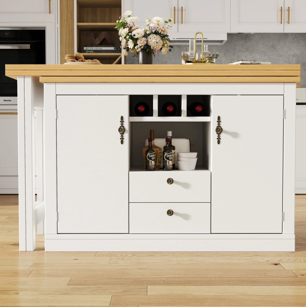 Tavolo bar estensibile con contenitore 120-180 cm bianco