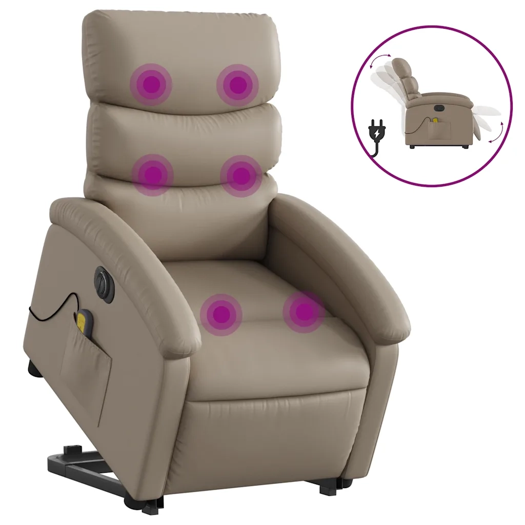 Poltrona Alzapersona Massaggio Elettrica Cappuccino Similpelle 3204067