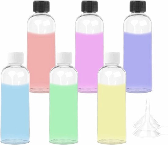 Set di 6 flaconi di plastica vuoti 100 ml - Flessi trasportabili con chiusura per articoli da toeletta - Ideali per viaggi, ufficio e campeggio - Inclusi 2 contenitori - Imbottiti