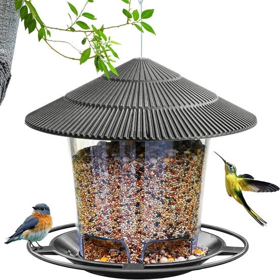 Casa Alimentatore Resistente al Tempo - Casa alimentatore con tetto per appendere, casa alimentatore per uccelli selvatici in giardino e balcone