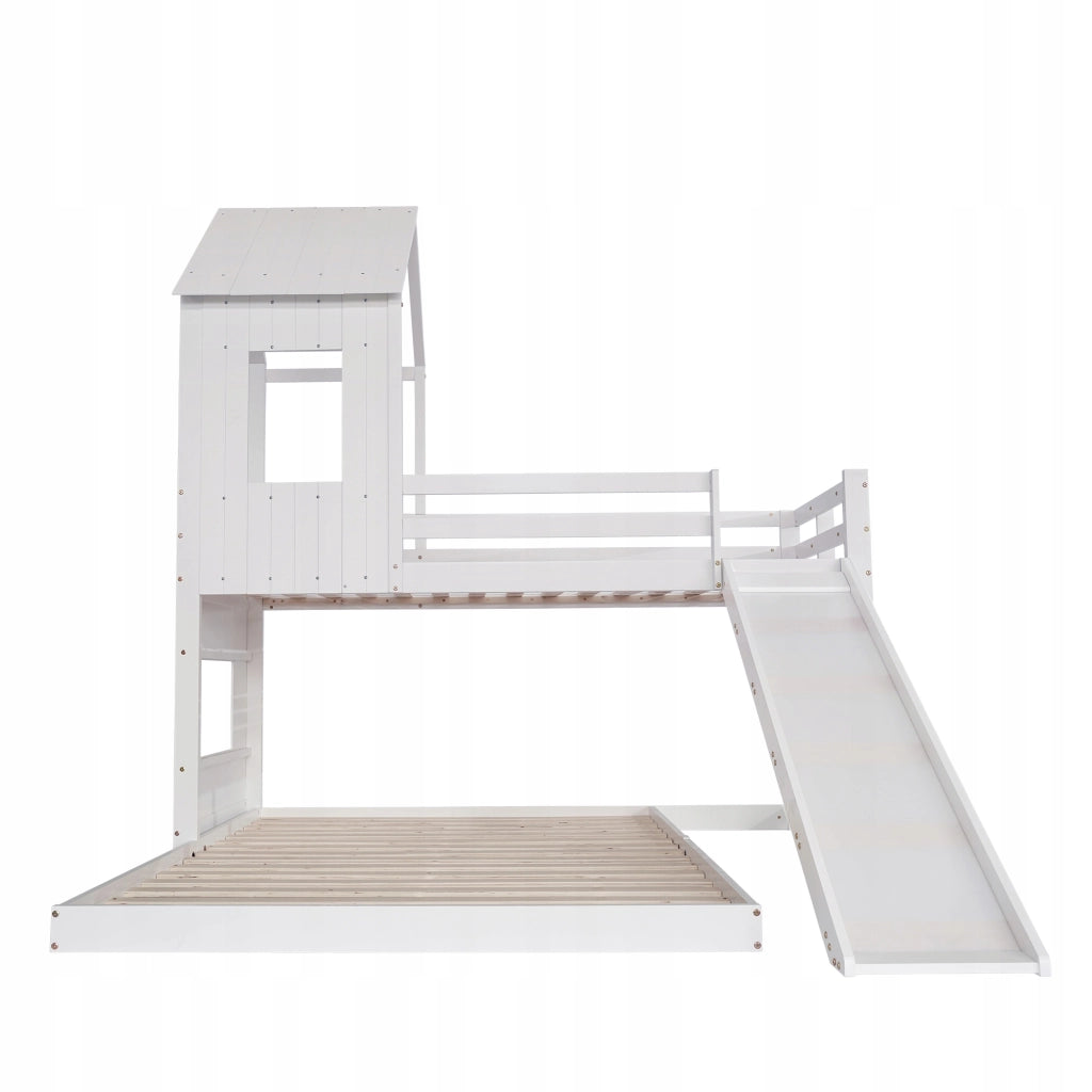 Letto a castello con scivolo - Xylo - 90x200 e 140x200 - Bianco