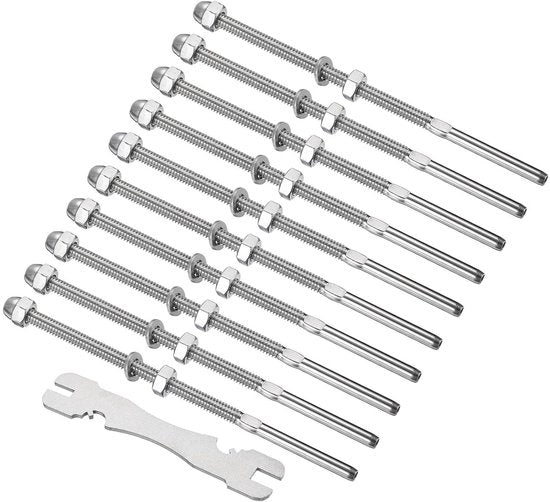 Set di 20 chiavette a coda di rondine 6 pollici di lunghezza con viti 1/8" - fissaggio in acciaio inox T316 per pali in legno e metallo - supporto per rampe di accesso esterno