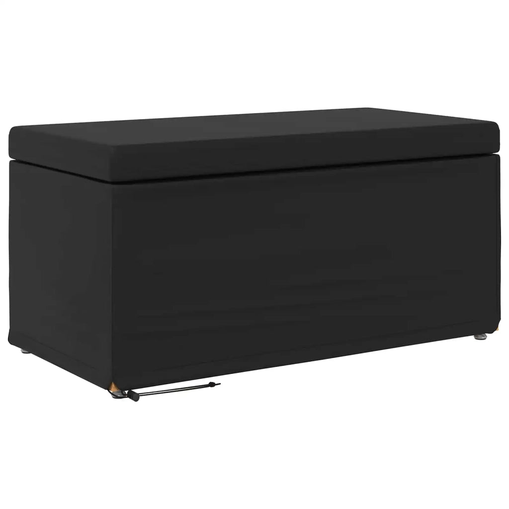 Pouf Nero Pelle Sintetica e Legno Ingegnerizzato