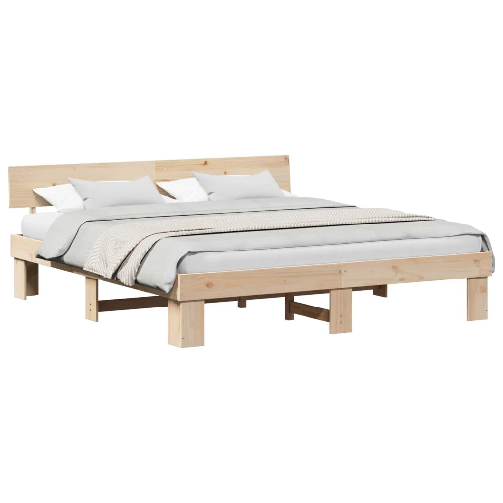 Struttura del letto-Giroletto Marrone 200 x 200 cm Pino massello 532257