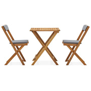 Set da Bistrot 3 pz Pieghevole con Cuscini Massello di Acacia 310275